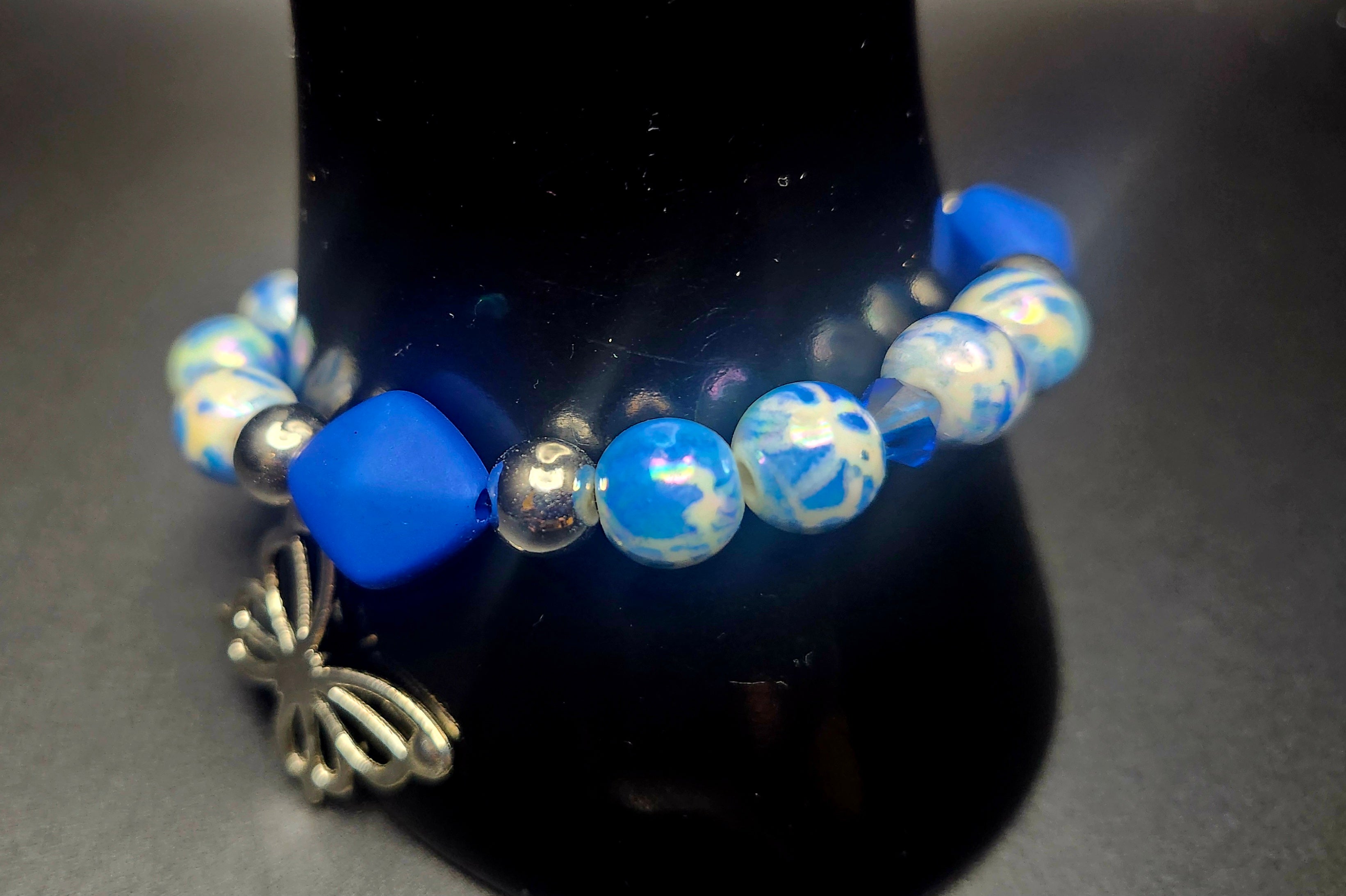 Calm but Certain - Blue & Silver Butterfly Bracelet