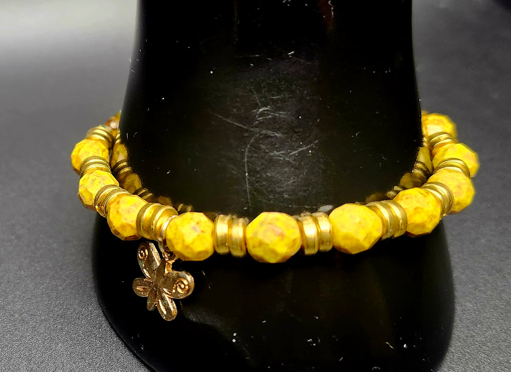 Radiant But Rooted - Yellow & Gold Butterfly Bracelet