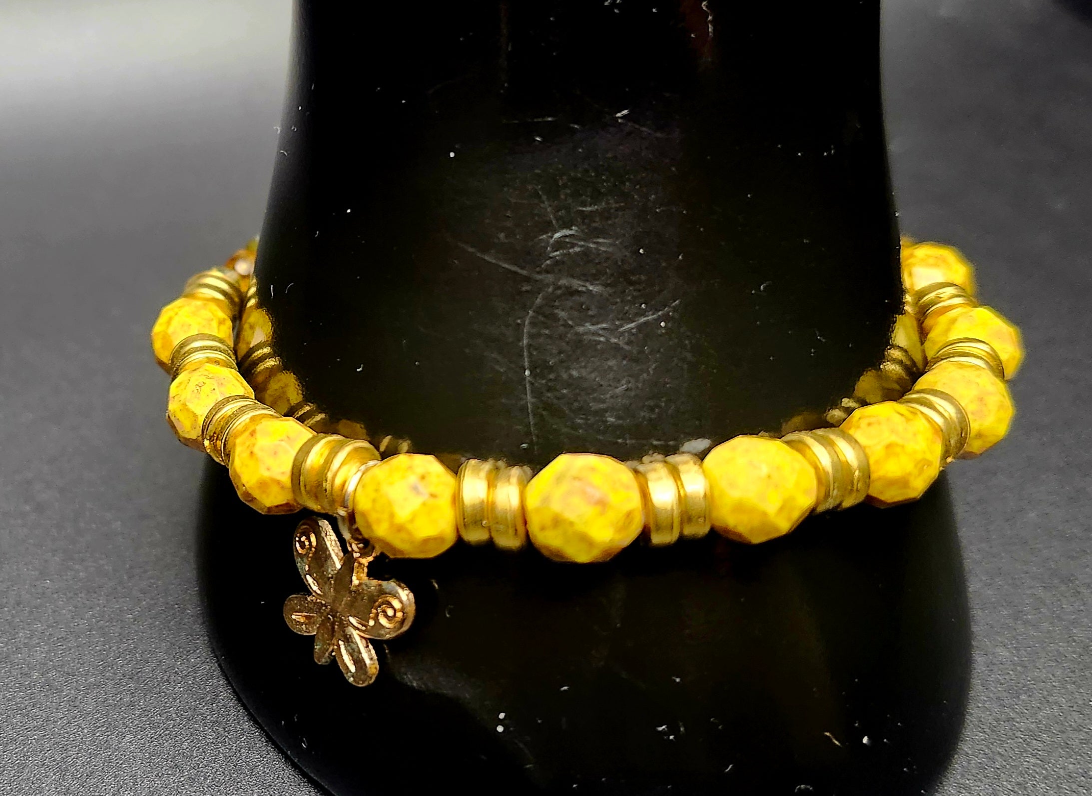 Radiant But Rooted - Yellow & Gold Butterfly Bracelet