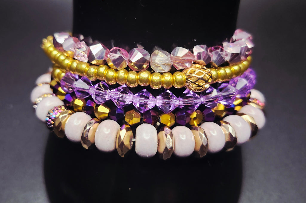 Crowned in Confidence - Purple & Gold Bracelet Stack