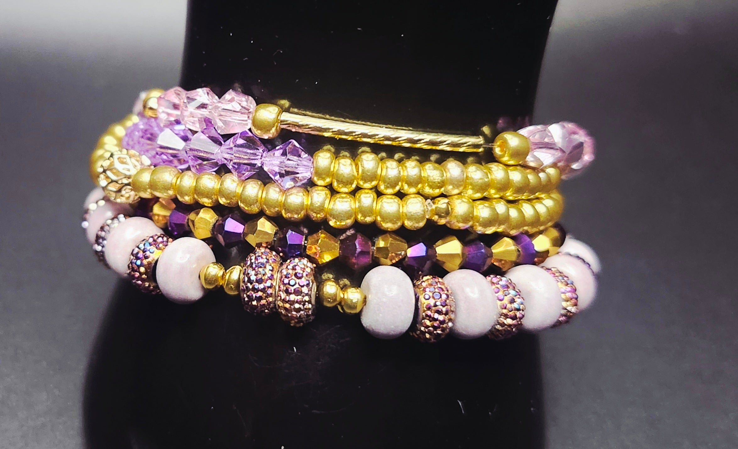 Crowned in Confidence - Purple & Gold Bracelet Stack