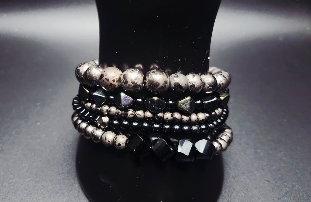 Unshakeable - Black & Gunmetal Bracelet Stack