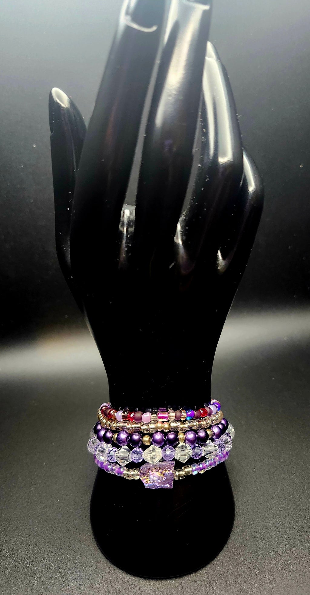Boldy Becoming Me - Amethyst & Crystal Bracelet Stack