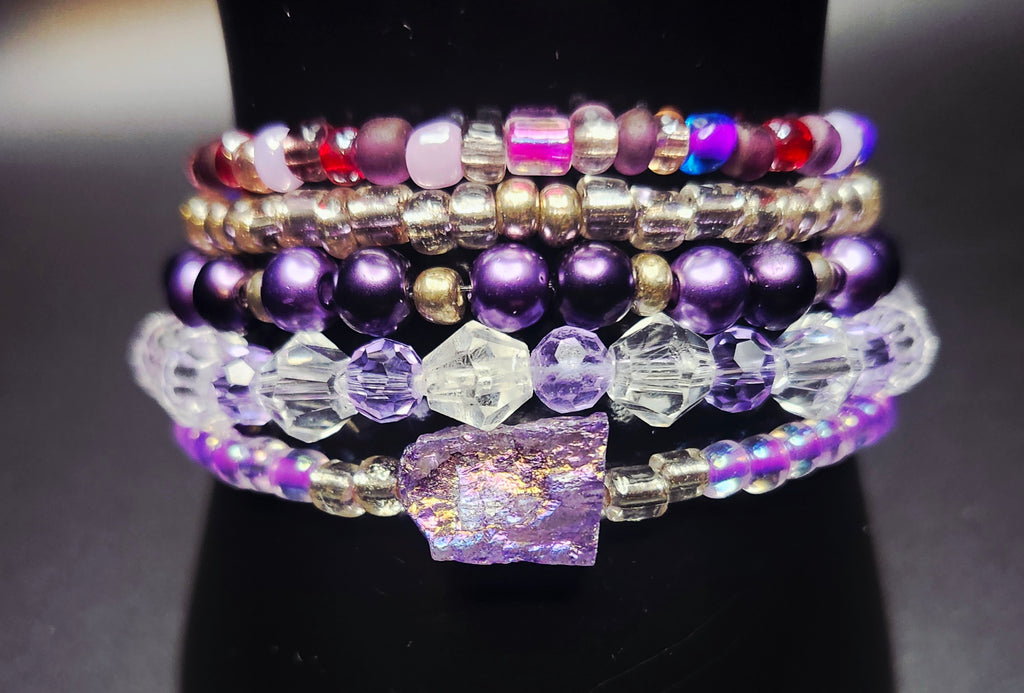 Boldy Becoming Me - Amethyst & Crystal Bracelet Stack