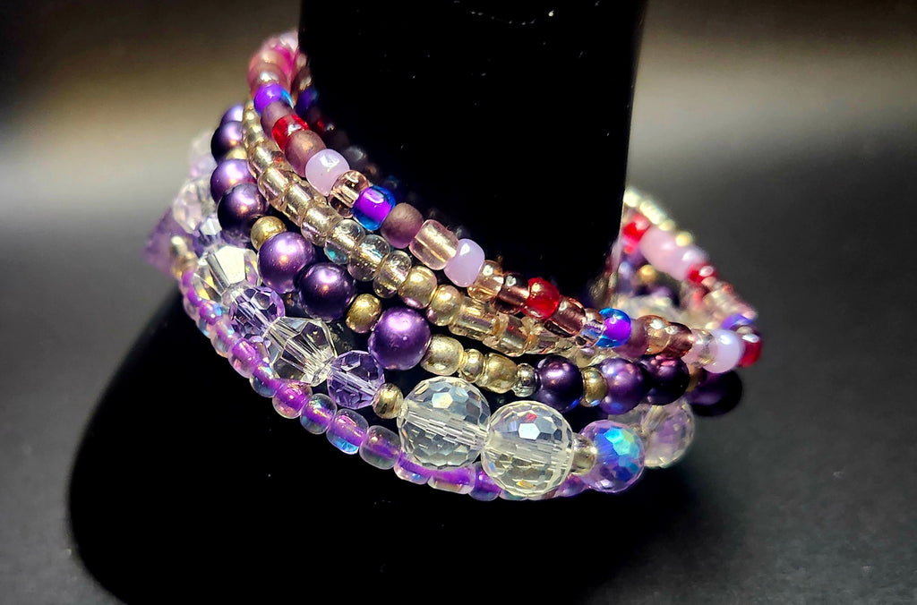 Boldy Becoming Me - Amethyst & Crystal Bracelet Stack