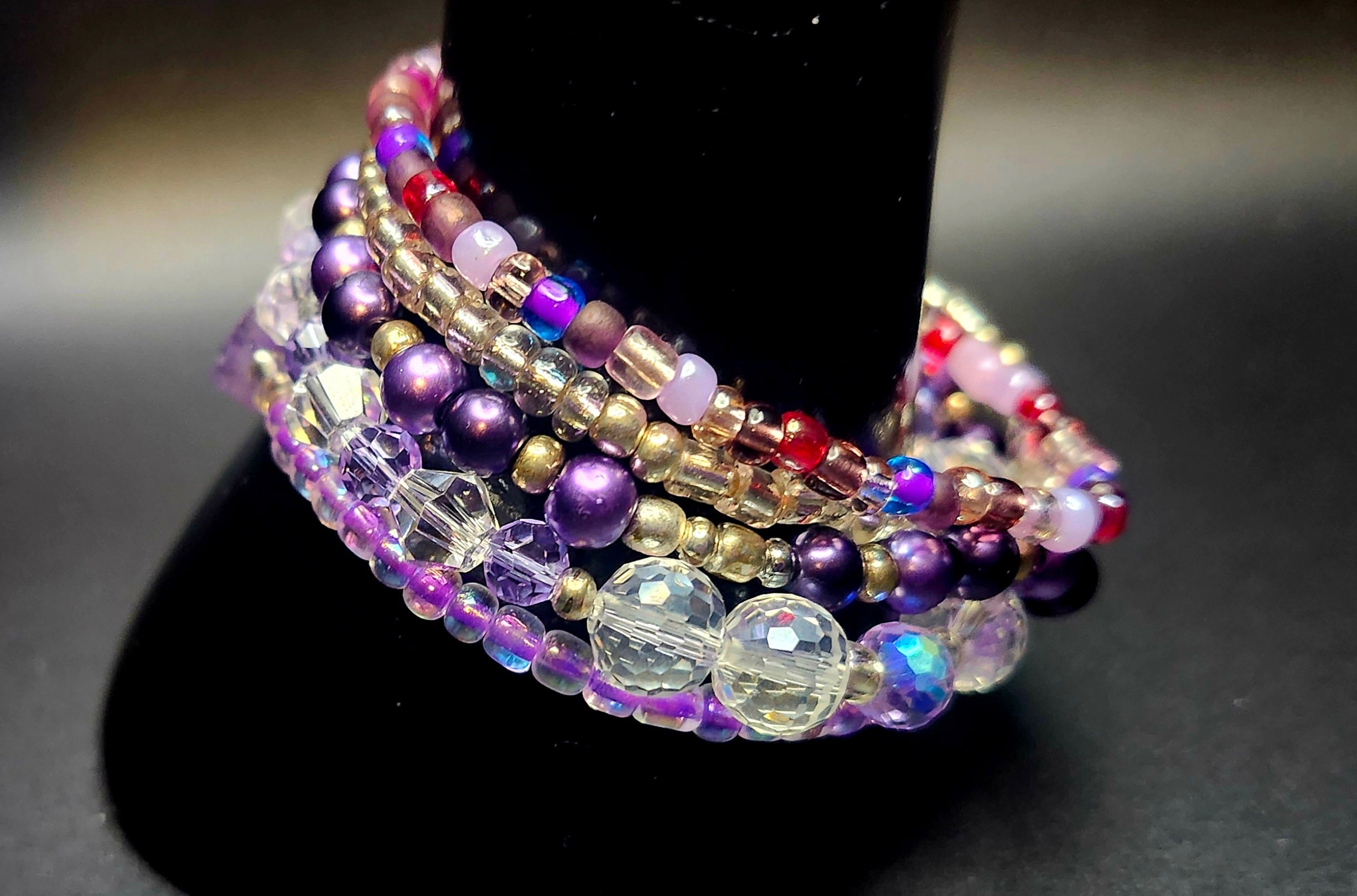 Boldy Becoming Me - Amethyst & Crystal Bracelet Stack