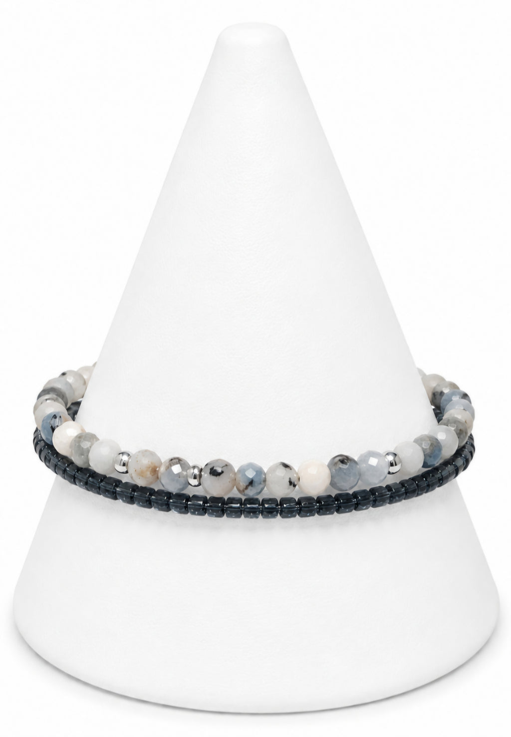 Calmly Confident - Aquamarine Faceted Round Bead Bracelet & Clip-On Earring Set