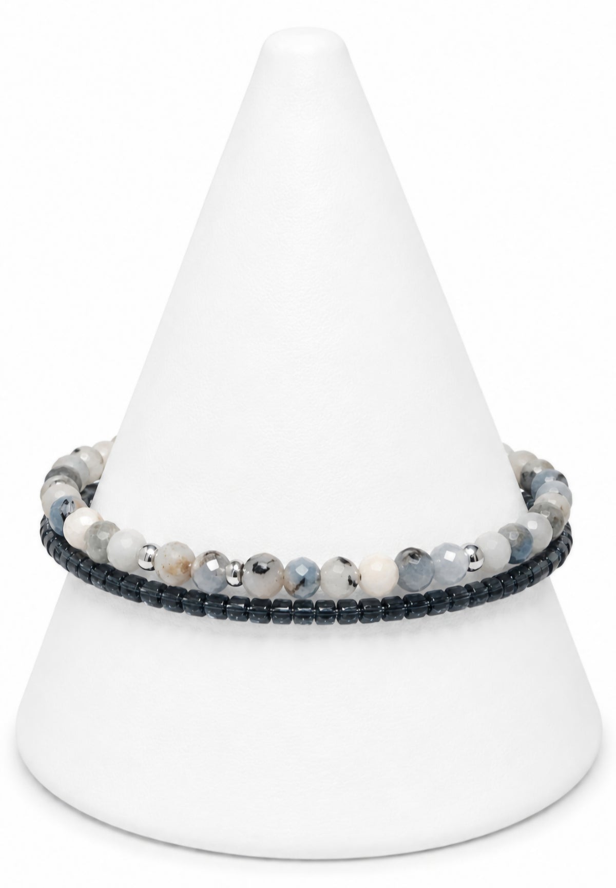 Calmly Confident - Aquamarine Faceted Round Bead Bracelet & Clip-On Earring Set