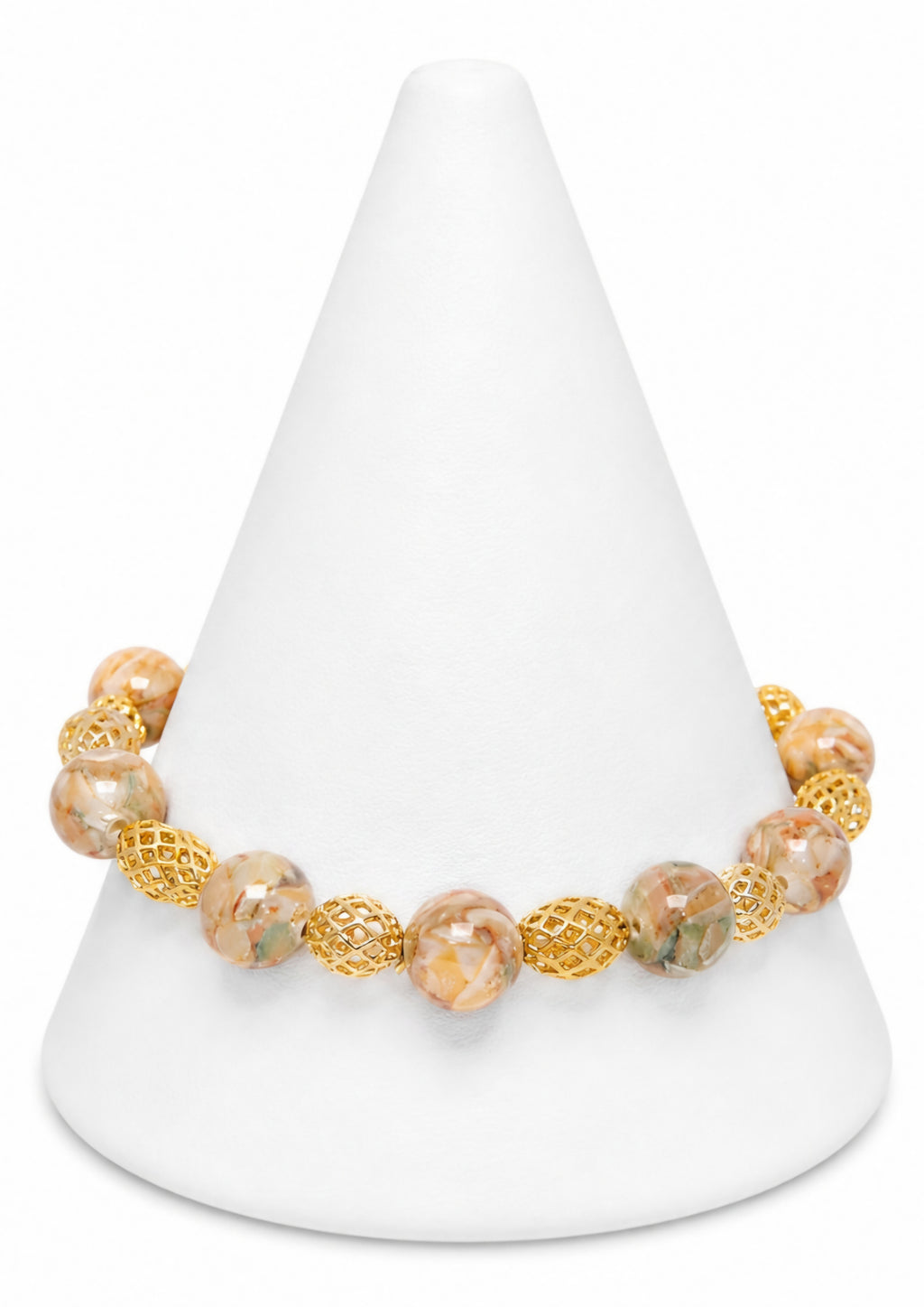 Created to Be Seen – Beige & Gold Jewelry Set