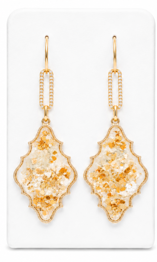 Rooted, Rare & Radiant - Gold, Ivory & Champagne Bracelet and Statement Earring Set