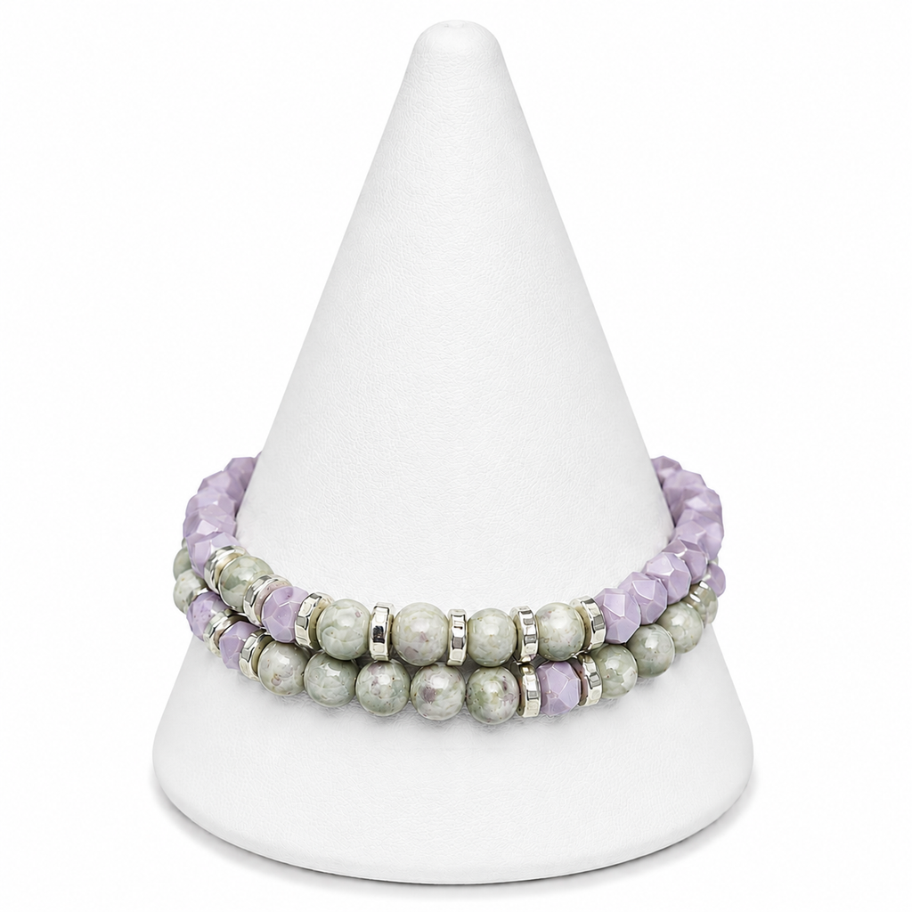 Confidence Unleashed – Peace Jade Quartz Serpentine Bracelet Stack and Earring Set